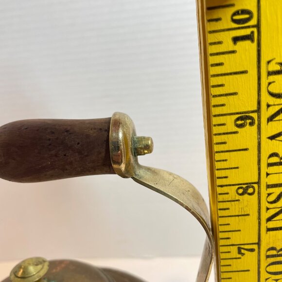 Antique Hand-Hammered Copper & Brass Kettle With Wooden Handle - Picture 8 of 11